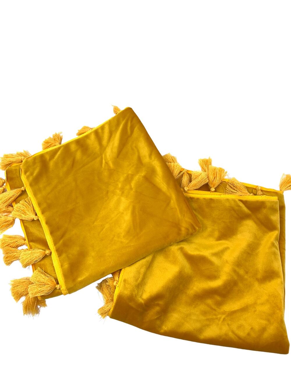 Miulee Golden Yellow Velvet Pillow Covers 2pc 19" X 19" Tassel Edges